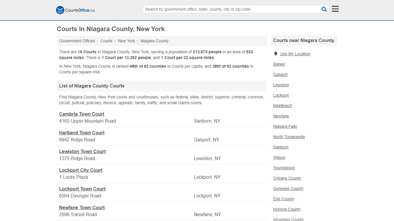 Courts - Niagara County, NY (Court Records & Calendars)